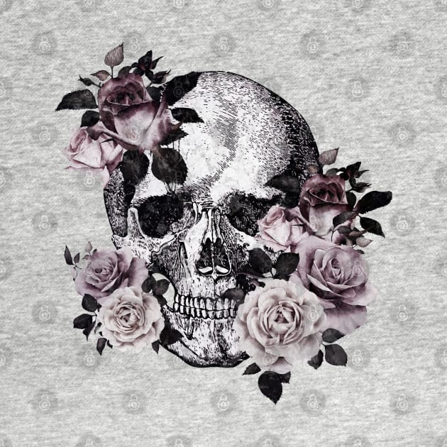 Tribe skull art design with roses by Collagedream